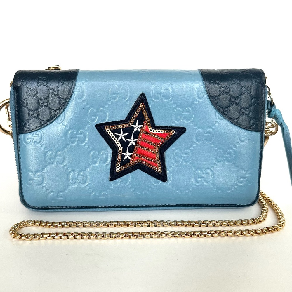 Gucci Blue and Navy Star Embossed Wallet